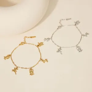 Elegant stainless steel charm bracelets with animal pendants in gold and silver finish