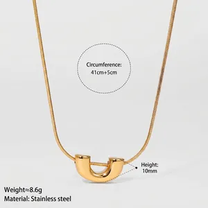 Elegante collana in acciaio inossidabile dorato con ciondolo geometrico minimalista a forma di U