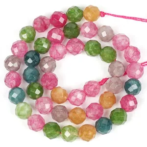 Perle di pietra naturale sfaccettate multicolore professionali per gioielli fai da te