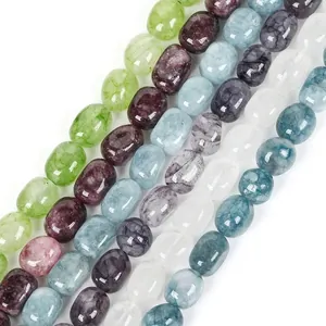 Perles en pierre naturelle 8x12mm ovales irrégulières pour fabrication bijoux DIY