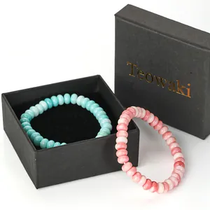 Conjunto de pulseras de cuentas de cristal natural en una elegante caja de regalo