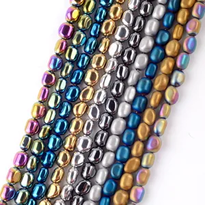 Perline Sfuse in Ematite Ovale per la Creazione di Gioielli Fai-da-te Filo Galvanizzato Metallico per Collane Braccialetti Fatti a Mano