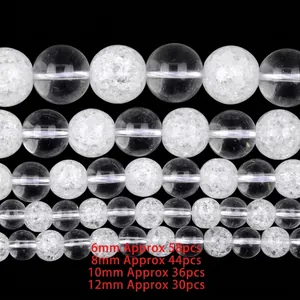 Detailweergave van witte kwartskralen van 6mm tot 12mm voor DIY sieraden maken