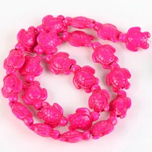Hot pink turtle shaped synthetic turquoise loose beads for DIY jewelry making