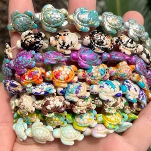 Handmade colorful synthetic turquoise sea turtle shaped beads for DIY jewelry accessories