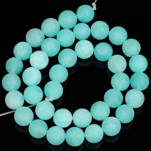Detailed view of matte Amazonite turquoise stone beads for DIY jewelry crafting
