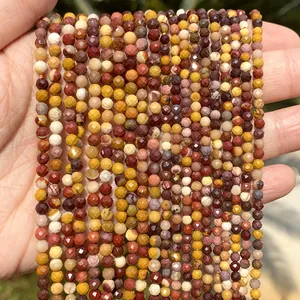 Macro view of multi-color faceted natural stone beads for DIY jewelry accessories
