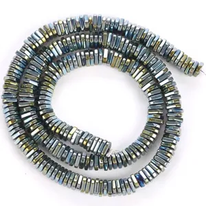 Iridescent electroplated metallic hematite spacer beads for DIY jewelry craft making projects