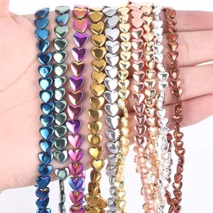 Electroplated Heart Hematite Beads For DIY Jewelry Making Polished Heart Shaped Spacer Beads For Bracelets Necklaces Jewelry Findings Accessories