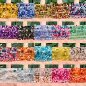 Detailed grid showing faceted agate beads in various colors for DIY jewelry making