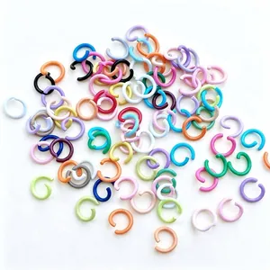 Close-up macro view of multi-colored 8mm candy color open jump rings for DIY jewelry