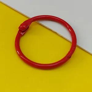 Durable red painted iron binder ring for DIY keychain and loose-leaf card organization.