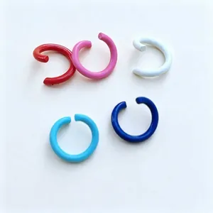 Detail of 1.2*8mm colorful candy-colored painted iron open rings for DIY crafts