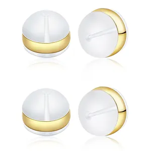 Hamburger Shaped Silicone Earring Backs Copper Electroplated DIY Jewelry Making Findings Soft Clear Earring Plugs Accessories For Studs