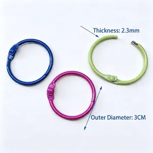 Set of 30mm colorful metal loose-leaf binder rings for DIY keychain craft projects