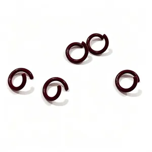 Set of 1.2x8mm dark red lacquered iron split rings for DIY jewelry and keychains