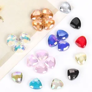Multicolor 9x11mm triangular faceted crystal glass beads for DIY jewelry making 20pcs