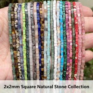 Square Natural Stone Cube Spacer Beads For Jewelry Making DIY Imperial Jasper Tiger Eye Loose Beads Accessories For Bracelet Necklace Handcraft