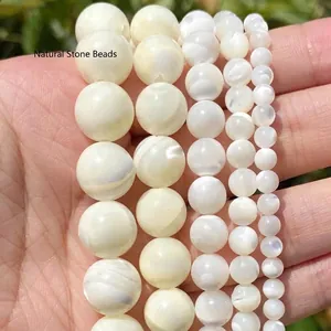 Natural Trochus Shell Round Loose Beads Polished Mother Of Pearl Beads For DIY Jewelry Making Bracelet Necklace Accessories