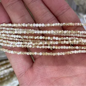 Tiras de pequeñas cuentas de concha natural de 2-3mm para la creación de joyas a mano