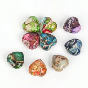 Heart-shaped 15mm multi-color imperial turquoise loose stone beads for jewelry making