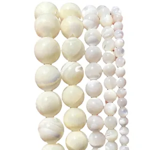 Natural white shell loose beads for DIY jewelry making necklaces and bracelets.