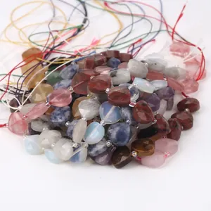 Assorted mixed colorful natural stone faceted heart beads for DIY jewelry making accessories