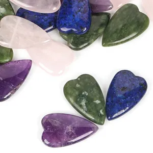 High-quality assorted natural heart-shaped polished stones for DIY jewelry craft