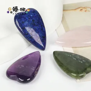 Selection of polished heart-shaped natural stones for DIY jewelry making accessories