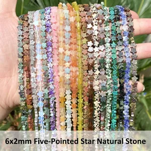6mm Natural Stone Star Loose Beads For DIY Jewelry Making Accessories 15 Inch Strand Mixed Stone Five-Pointed Star Spacer Beads