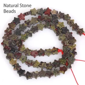 Detail shot of 6mm star-shaped mottled natural stone beads for DIY jewelry making crafts