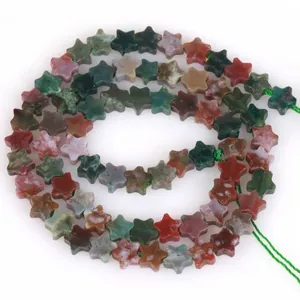Detailed view of multi-color 6mm star-shaped natural stone beads for DIY jewelry making