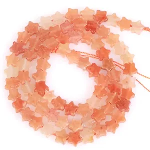 Natural orange star-shaped stone beads for handcrafted DIY jewelry making designs