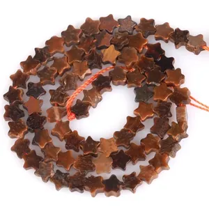 Close-up macro view of 6mm star-shaped natural stone beads for DIY jewelry accessory making