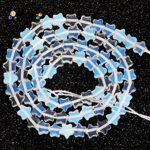 Macro view of 6mm star-shaped natural opalite beads for DIY jewelry making accessories
