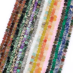 6mm star-shaped natural stone loose beads in various colors for DIY jewelry making projects