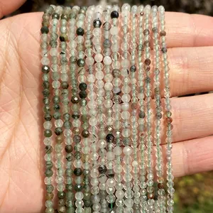 Detail view of multicolored 2mm 3mm 4mm faceted natural stone beads for DIY jewelry