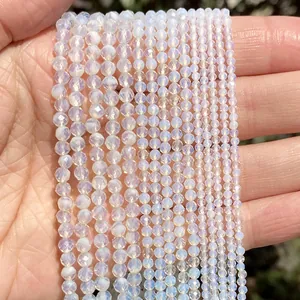 Detailed view of faceted opalite beads in 2mm 3mm 4mm sizes for DIY jewelry making