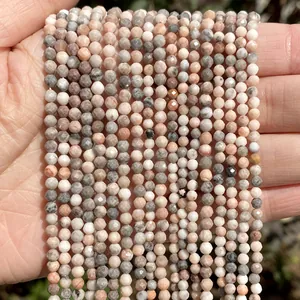 Macro view of faceted natural stone beads for DIY jewelry making accessories