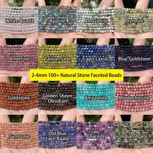 Natural Stone Faceted Beads Amethyst Green Aventurine Tourmaline DIY Jewelry Making Accessories Loose Small Beads