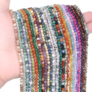 Assorted 2/3/4mm faceted natural stone beads for DIY jewelry making strands.