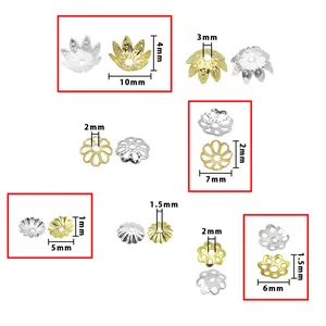 Dimensions détaillées de diverses calottes de perles creuses pour bijoux DIY