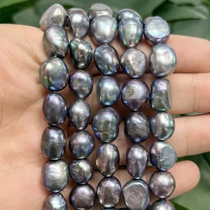 Baroque Freshwater Pearl Beads Iridescent Black DIY Jewelry Making Material Natural Pearl Strand For Women Necklace Bracelet Findings