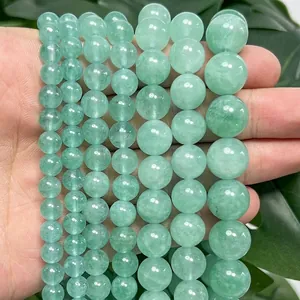 Natural Green Fluorite Angelite Round Loose Stone Beads For DIY Jewelry Making Necklaces Bracelets Crafts Accessory Strand