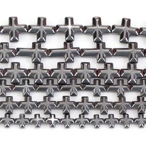 Natural faceted hematite cross beads for DIY jewelry making and bracelet crafting