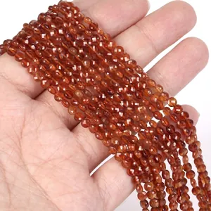 Detailed view of 4mm faceted natural stone rondelle beads for DIY jewelry making