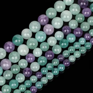 6/8/10mm green and purple fluorite chalcedony round beads for DIY jewelry making