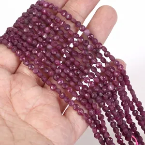 Close-up of 4mm faceted purple natural stone rondelle beads for DIY jewelry making