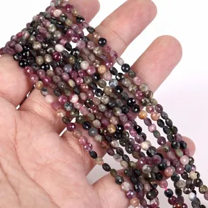Detailed view of 4mm faceted natural stone disk beads for DIY jewelry making crafts