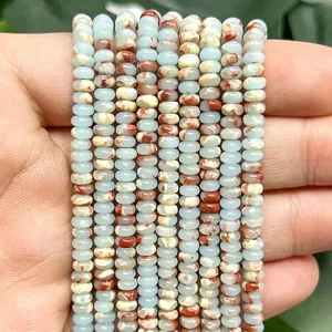 Detalle de cuentas espaciadoras de ábaco de piedra natural de 2x4mm para joyas DIY